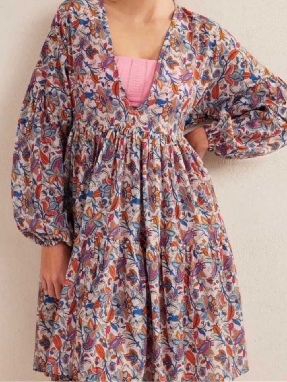Boden Multicolor Floral Tiered Midi Dress